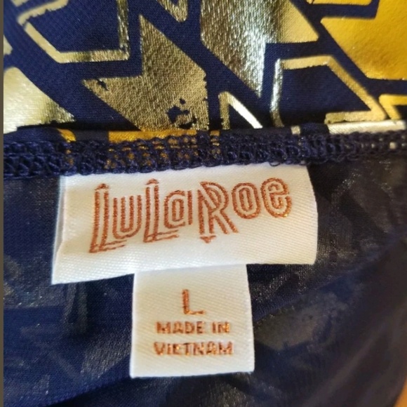 LuLaRoe Joy Blue Silver Gold Vest Duster Sz Large - Picture 6 of 8